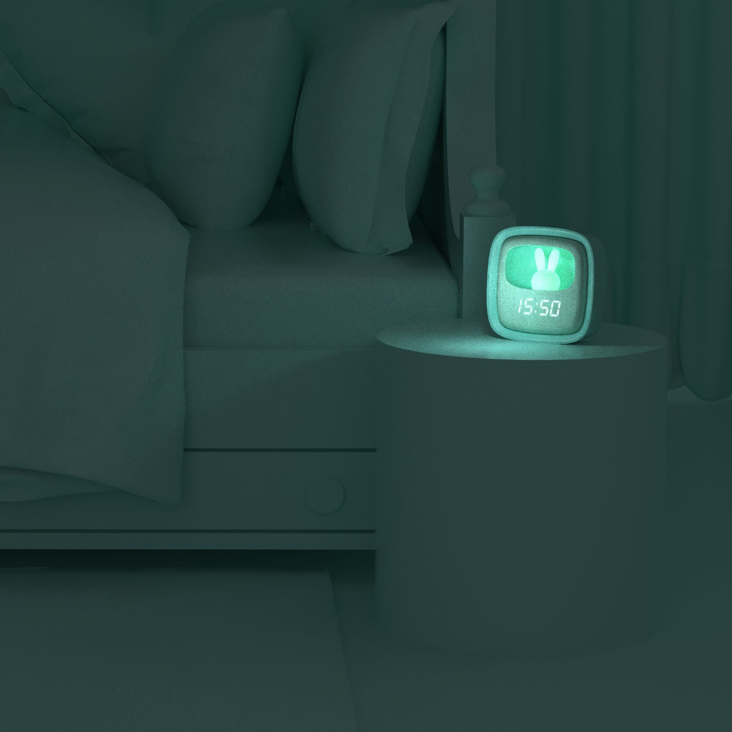 BILLY CLOCK AND LIGHT - TURQUOISE