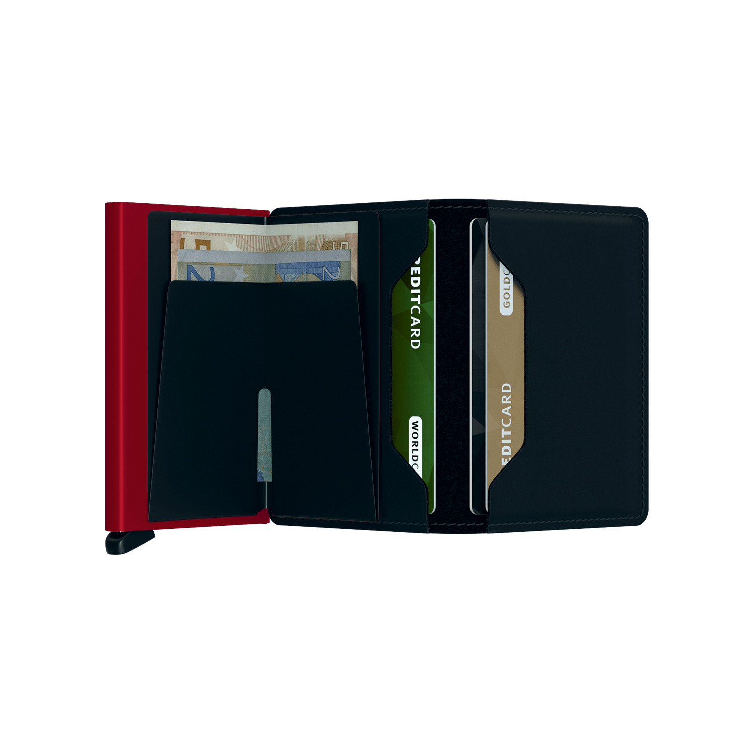 Slimwallet Portmonee - matt schwarz & rot