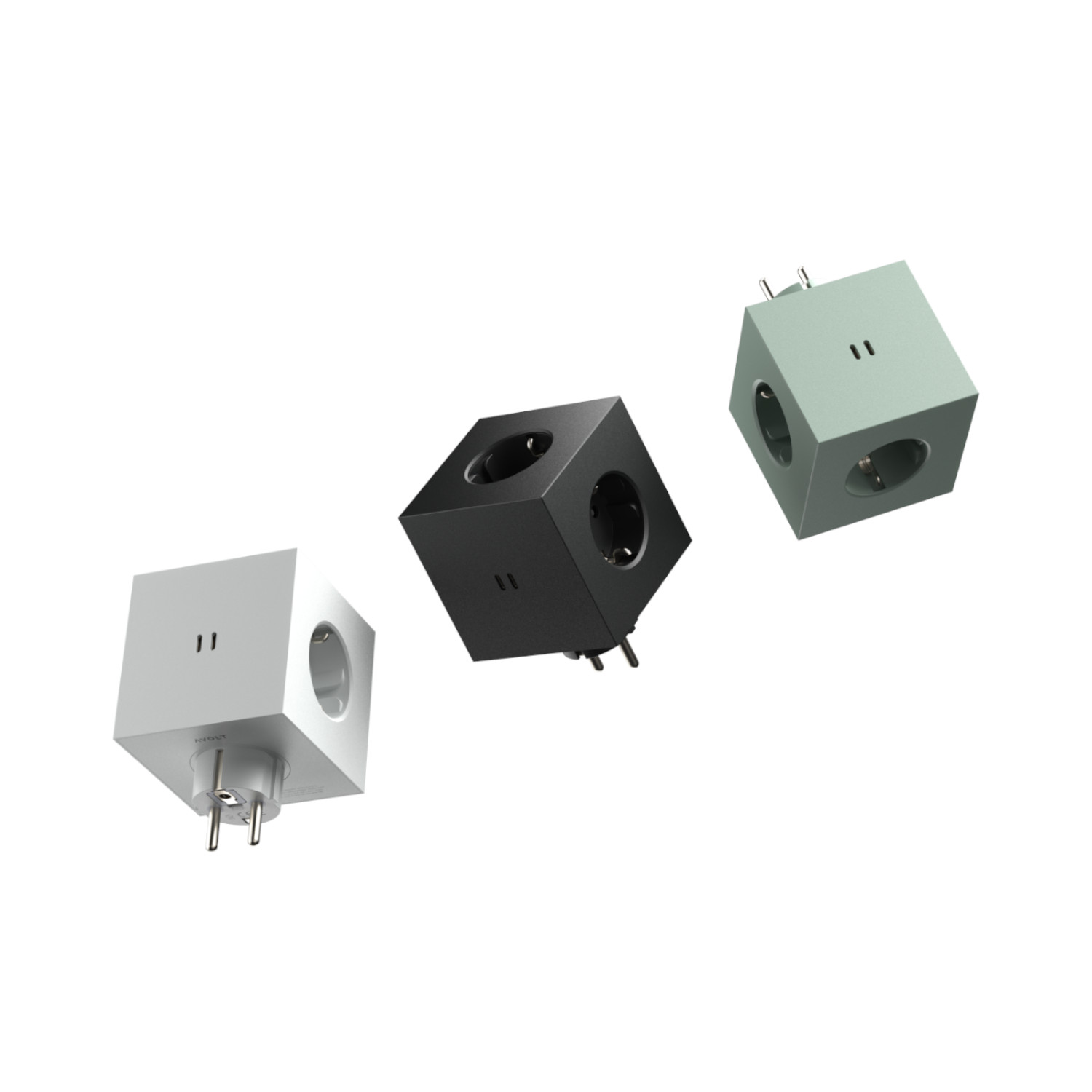 Steckdosenwürfel Square 2 USB & Magnet - Grau