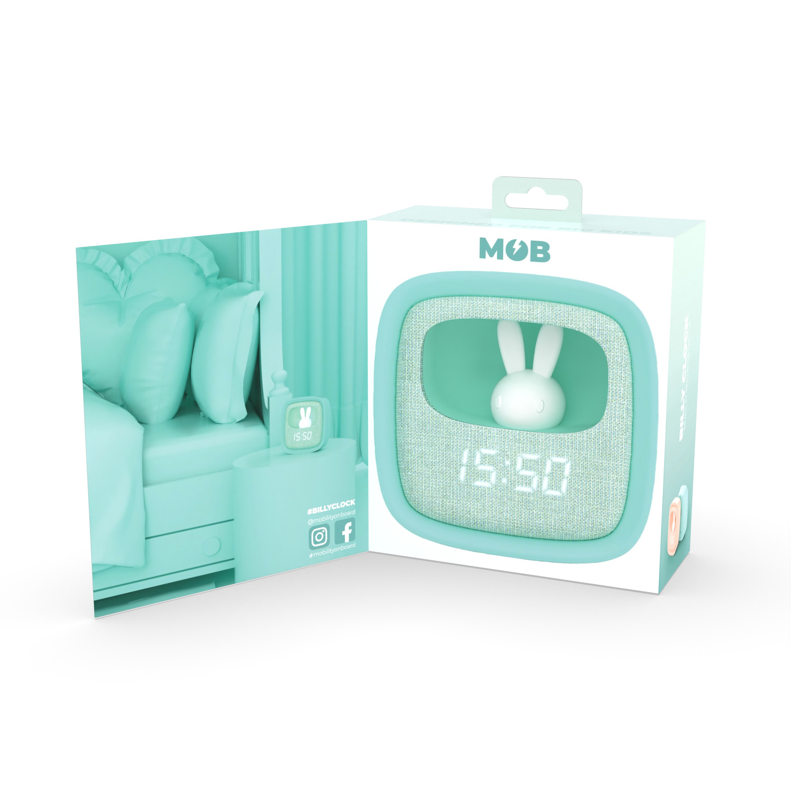 BILLY CLOCK AND LIGHT - TURQUOISE