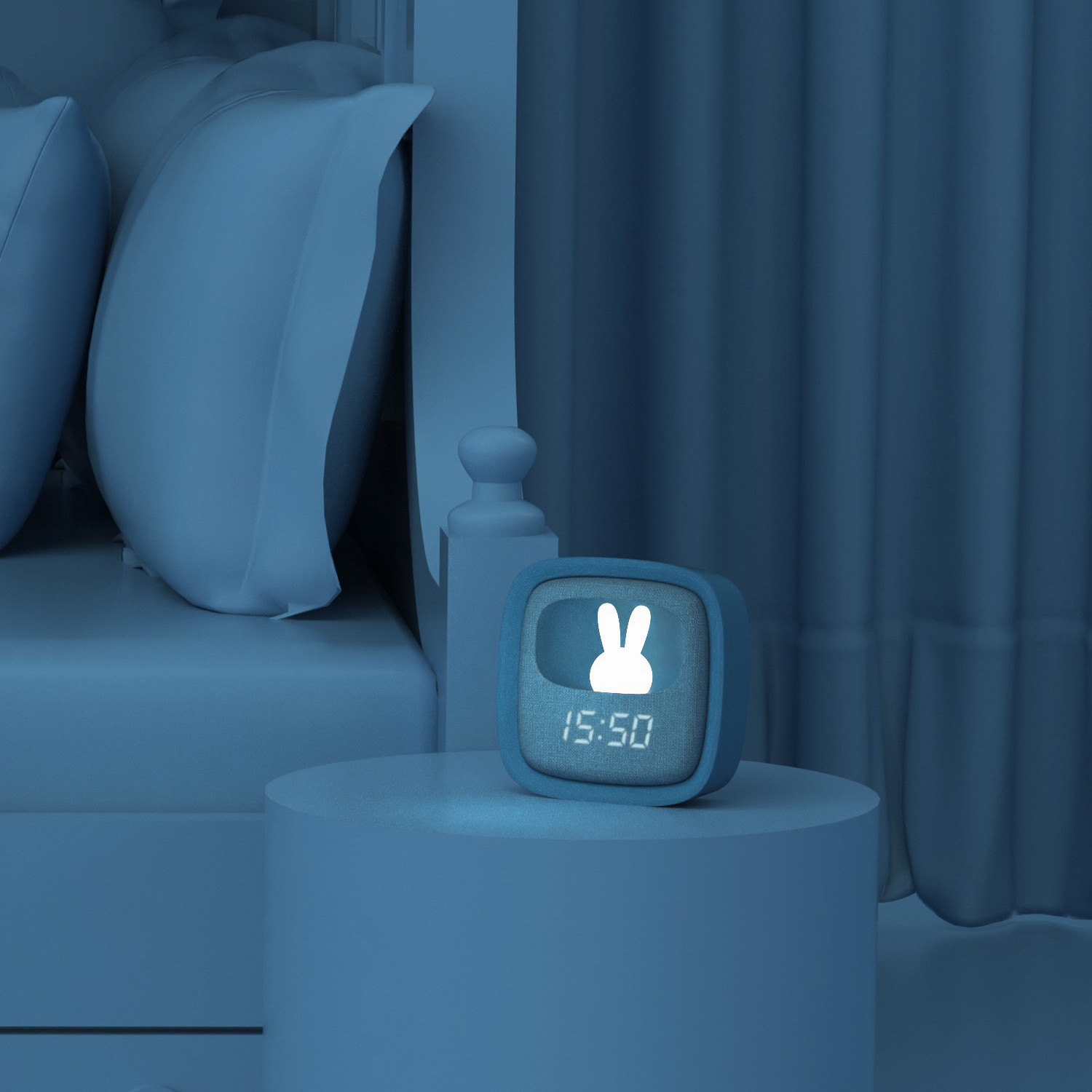 BILLY CLOCK AND LIGHT - NIGHT BLUE