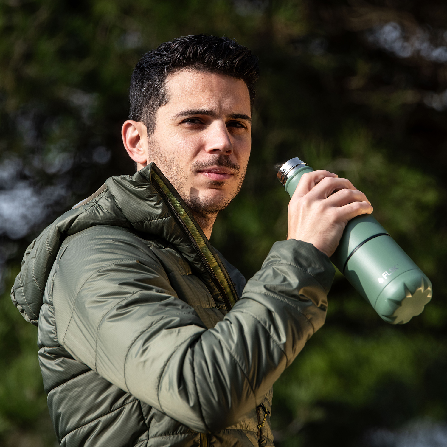 FLSK Trinkflasche mit Becher 700ml ridge green