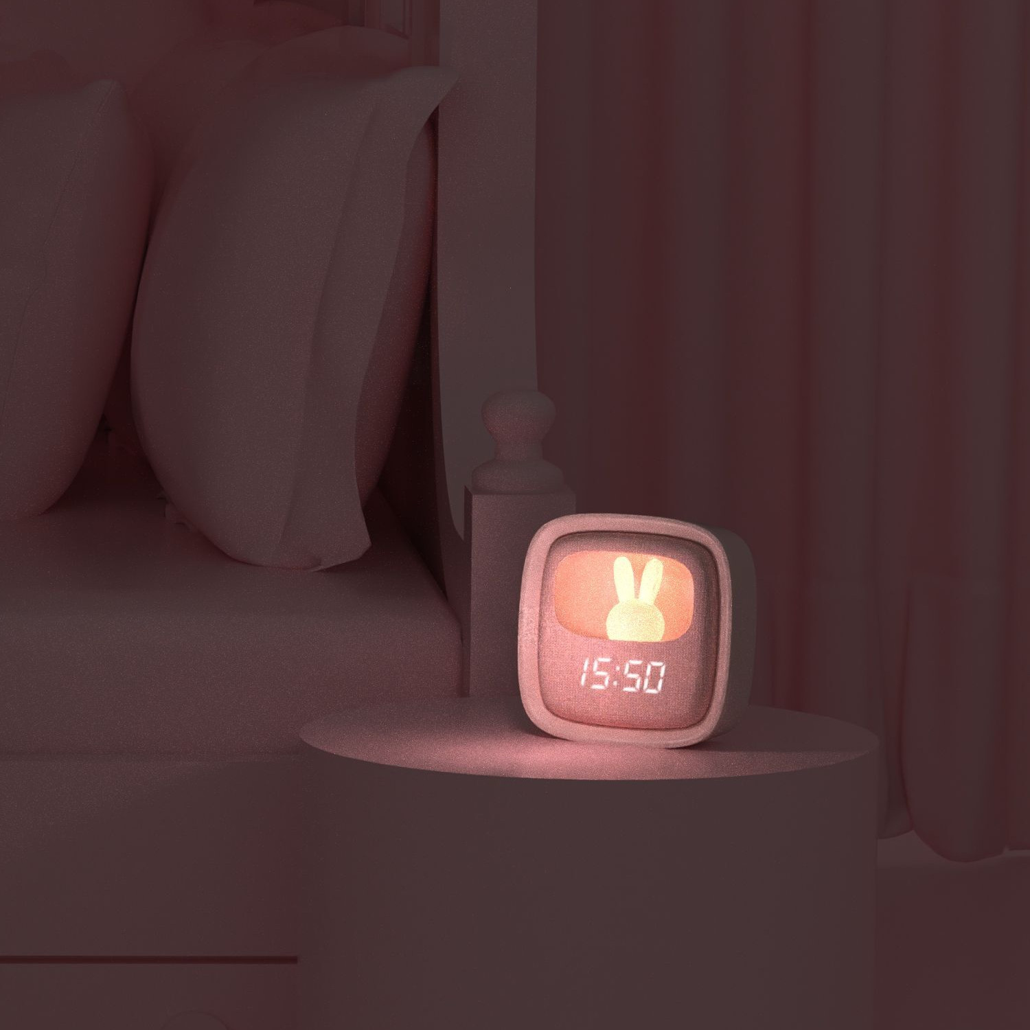 BILLY CLOCK AND LIGHT - PINK