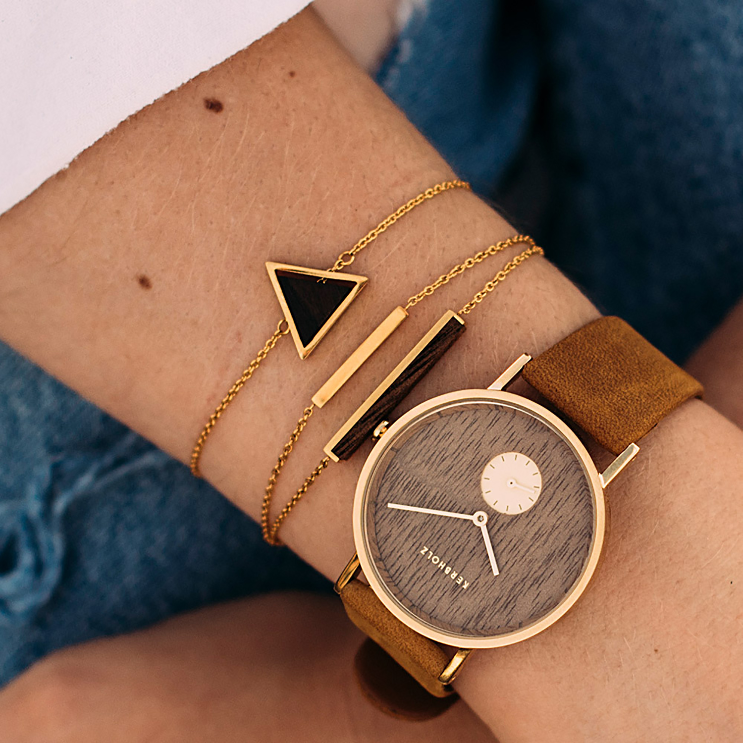 FRIDA Walnut Mustard - Armbanduhr