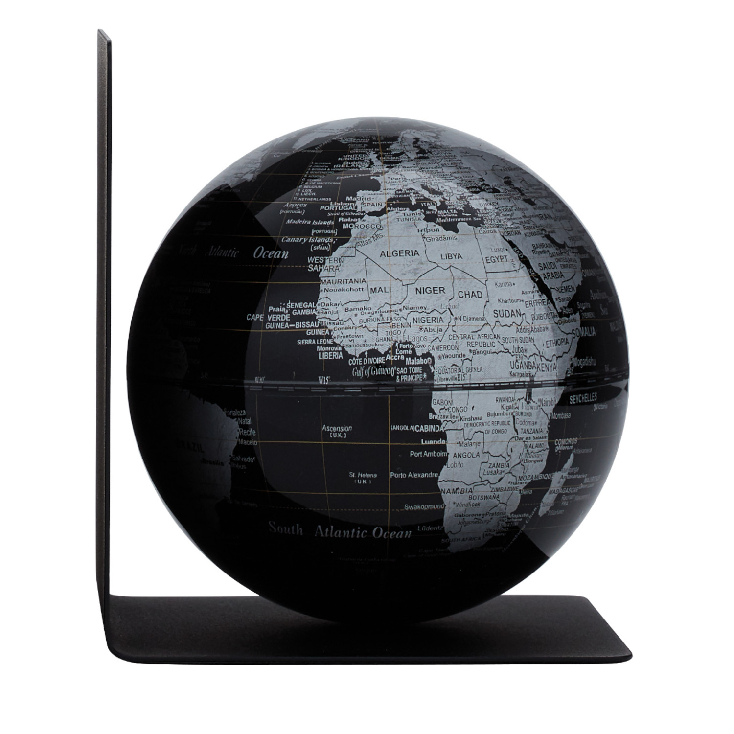 Buchstütze BOOKGLOBE SINGLE - Schwarz/Silberfarben