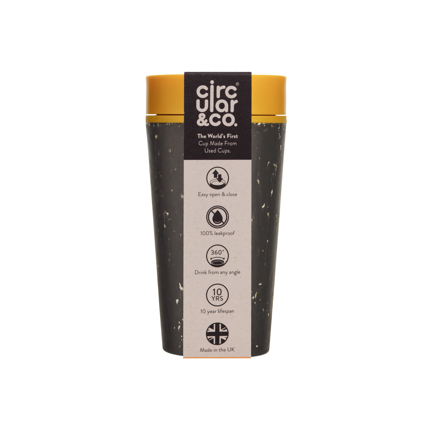 Circular Cup Large - Black & Electric Mustard