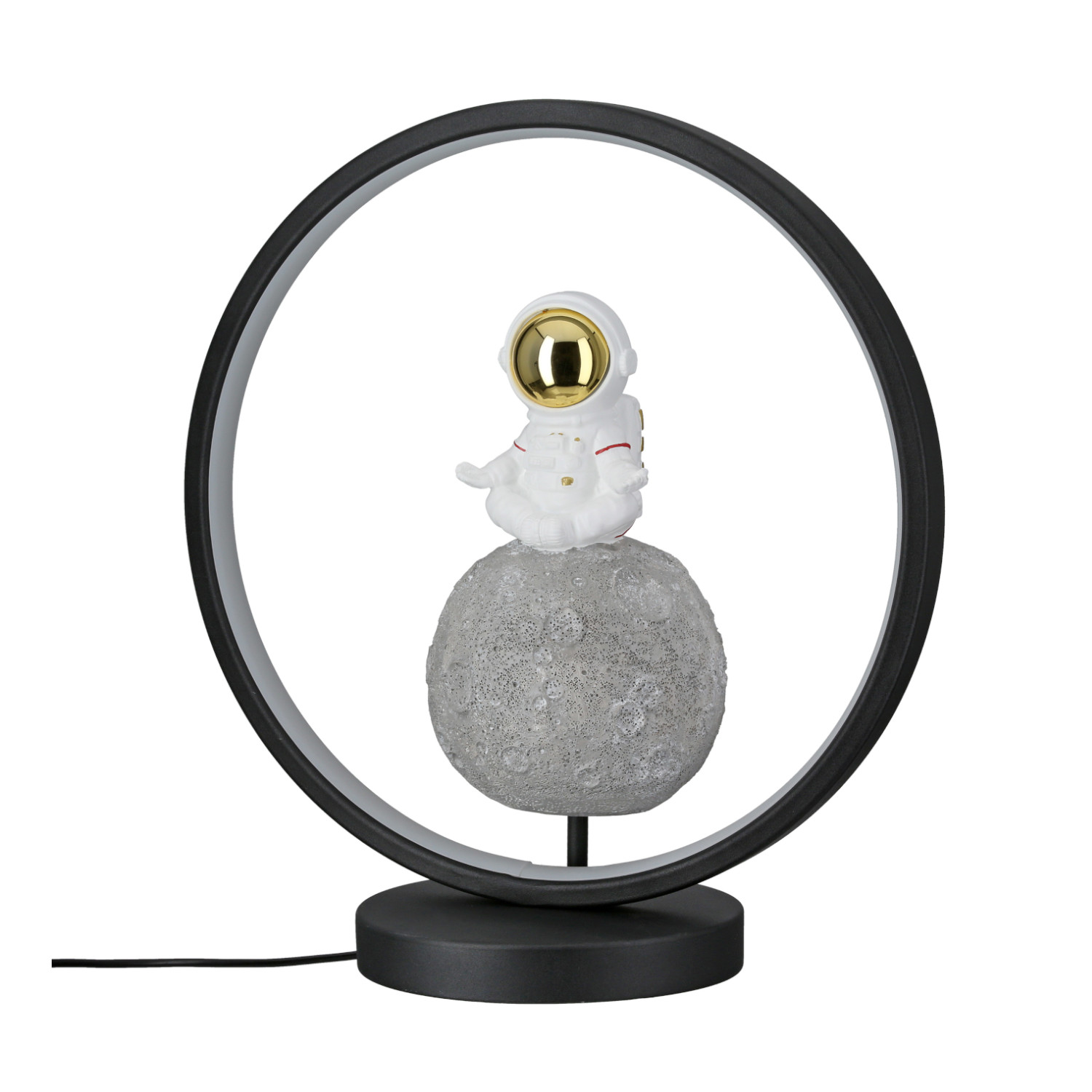 Tischleuchte (LED), rund, Juno, Astronautenmotiv
