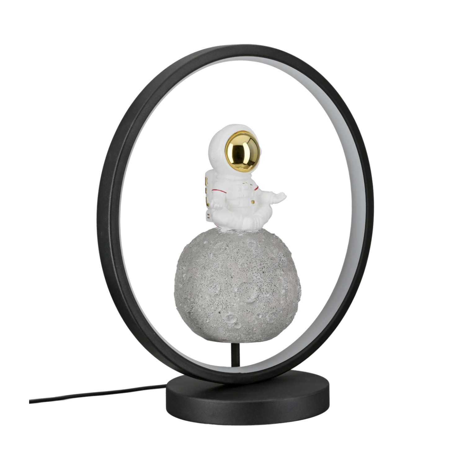 Tischleuchte (LED), rund, Juno, Astronautenmotiv