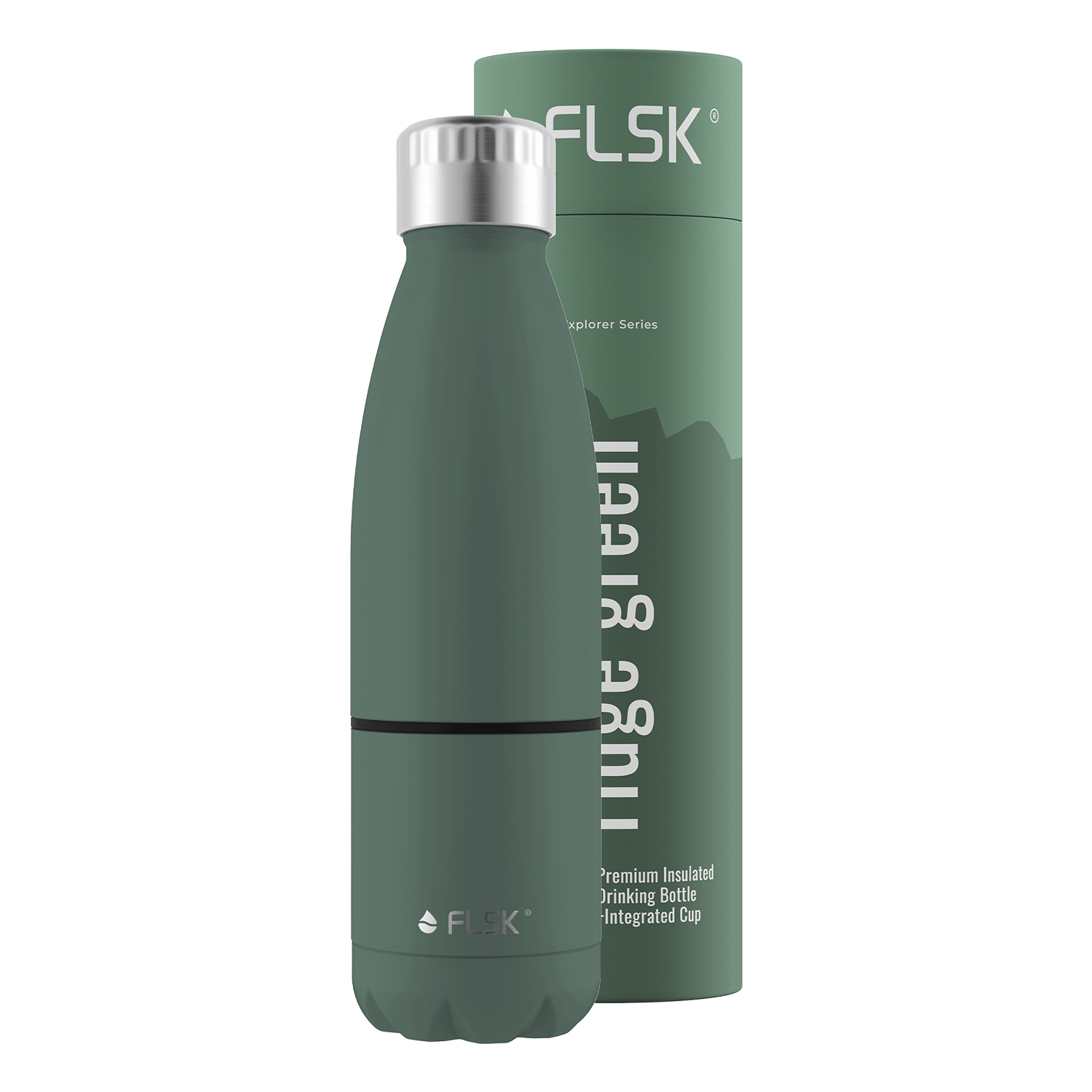 FLSK Trinkflasche mit Becher 700ml ridge green