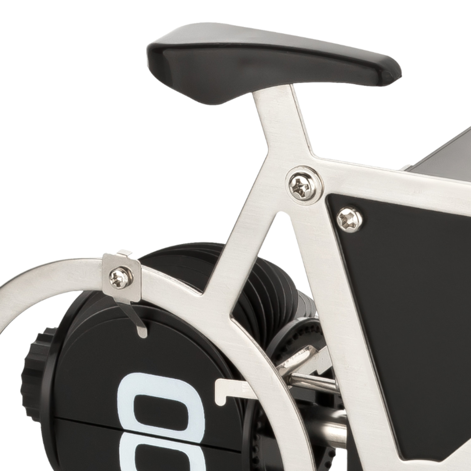 Flip Tischuhr/Wanduhr Fahrrad chrom/schwarz 
