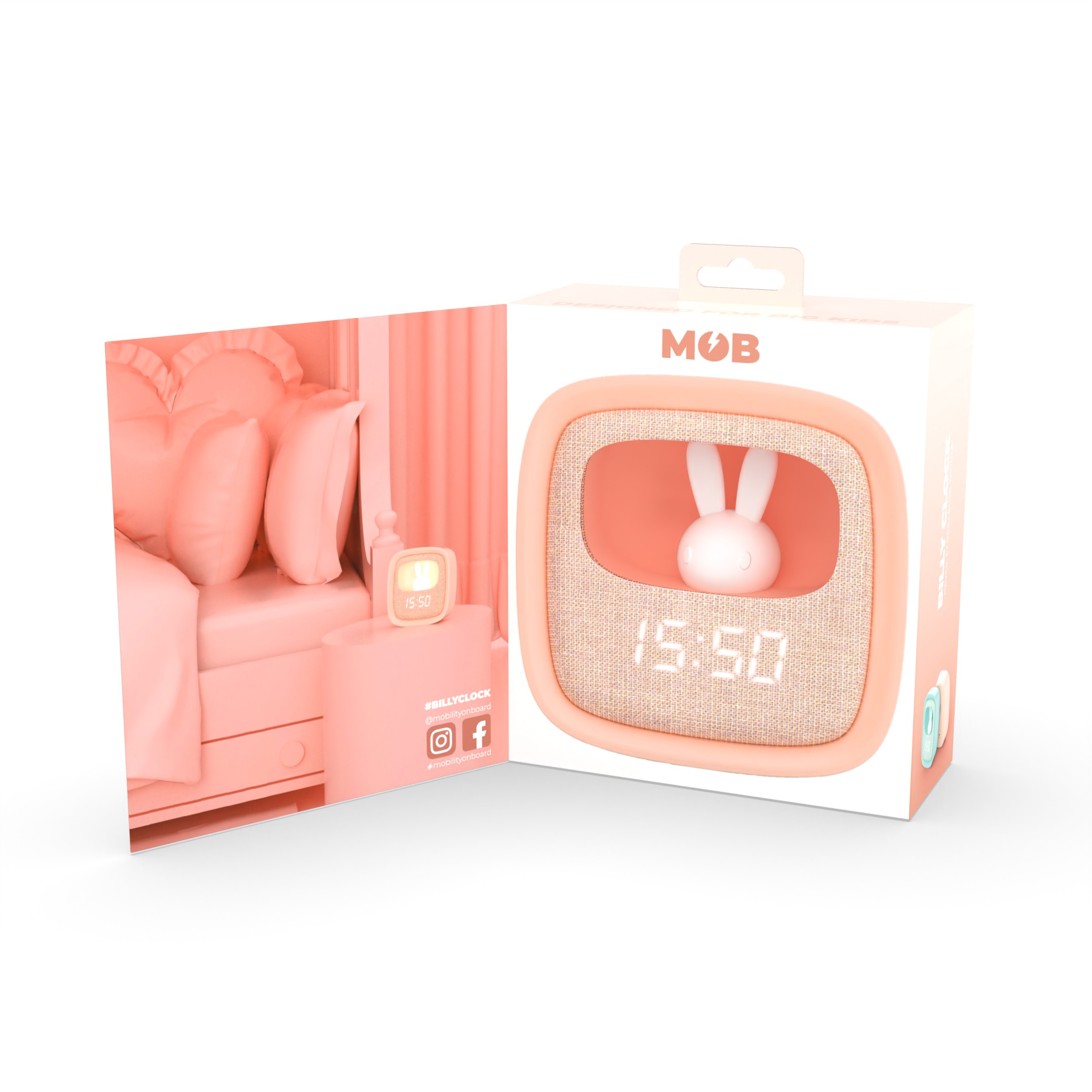 BILLY CLOCK AND LIGHT - PINK