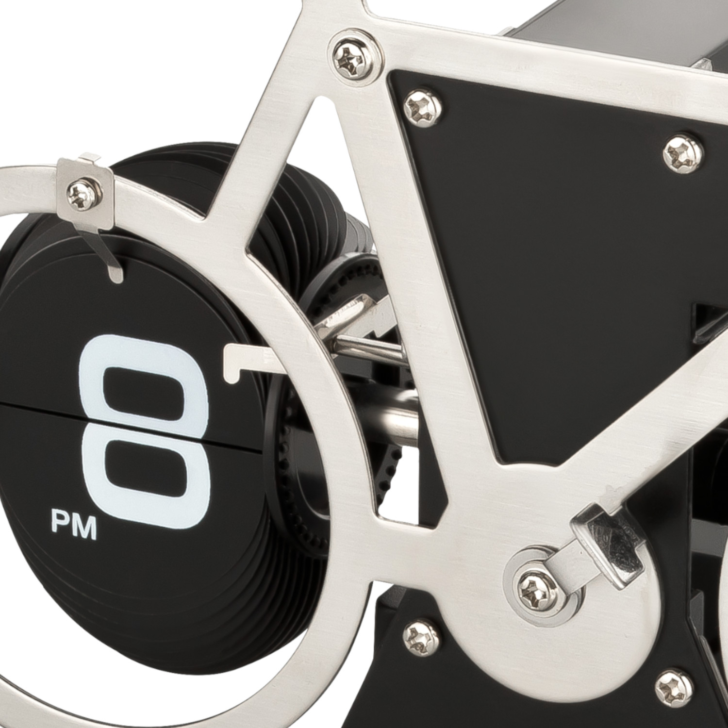 Flip Tischuhr/Wanduhr Fahrrad chrom/schwarz 
